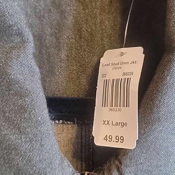 Krazy Kat-Olive colored leaf stud, denim jacket XXL. NWT. - Picture 5 of 8